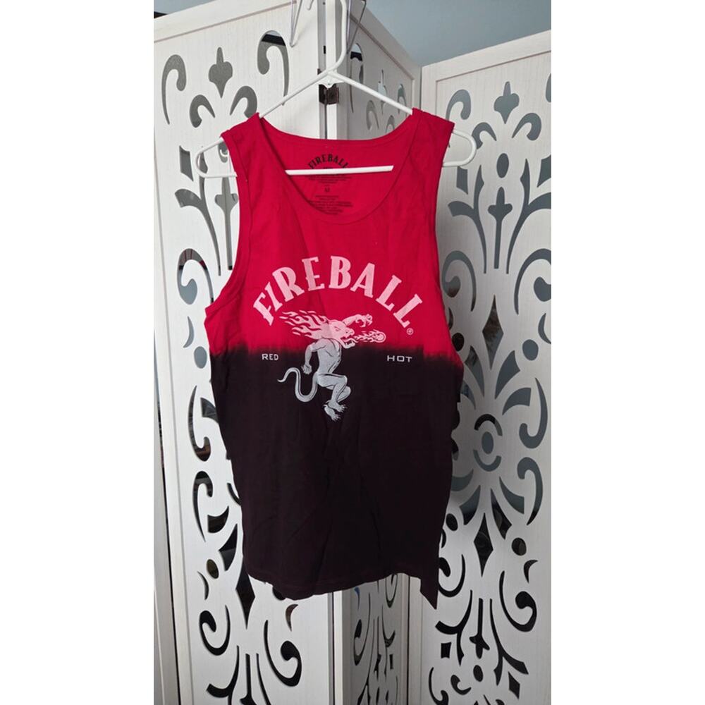 Fireball Red Hot Whiskey Tank Top Mens Medium Red Black Graphic tee NWT